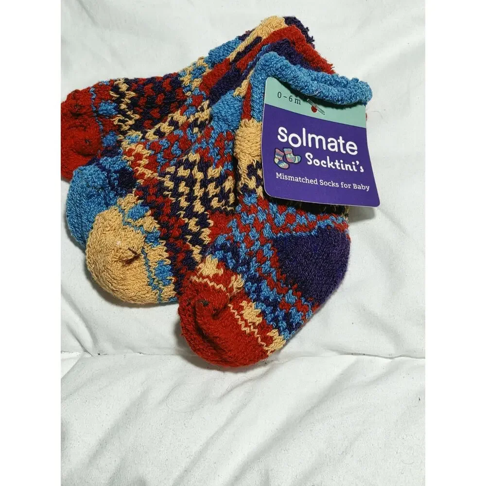 Solmate Socks Mismatched Baby Girl Boy Socks Socktini's Small (0-6mos) 5 Pc Set